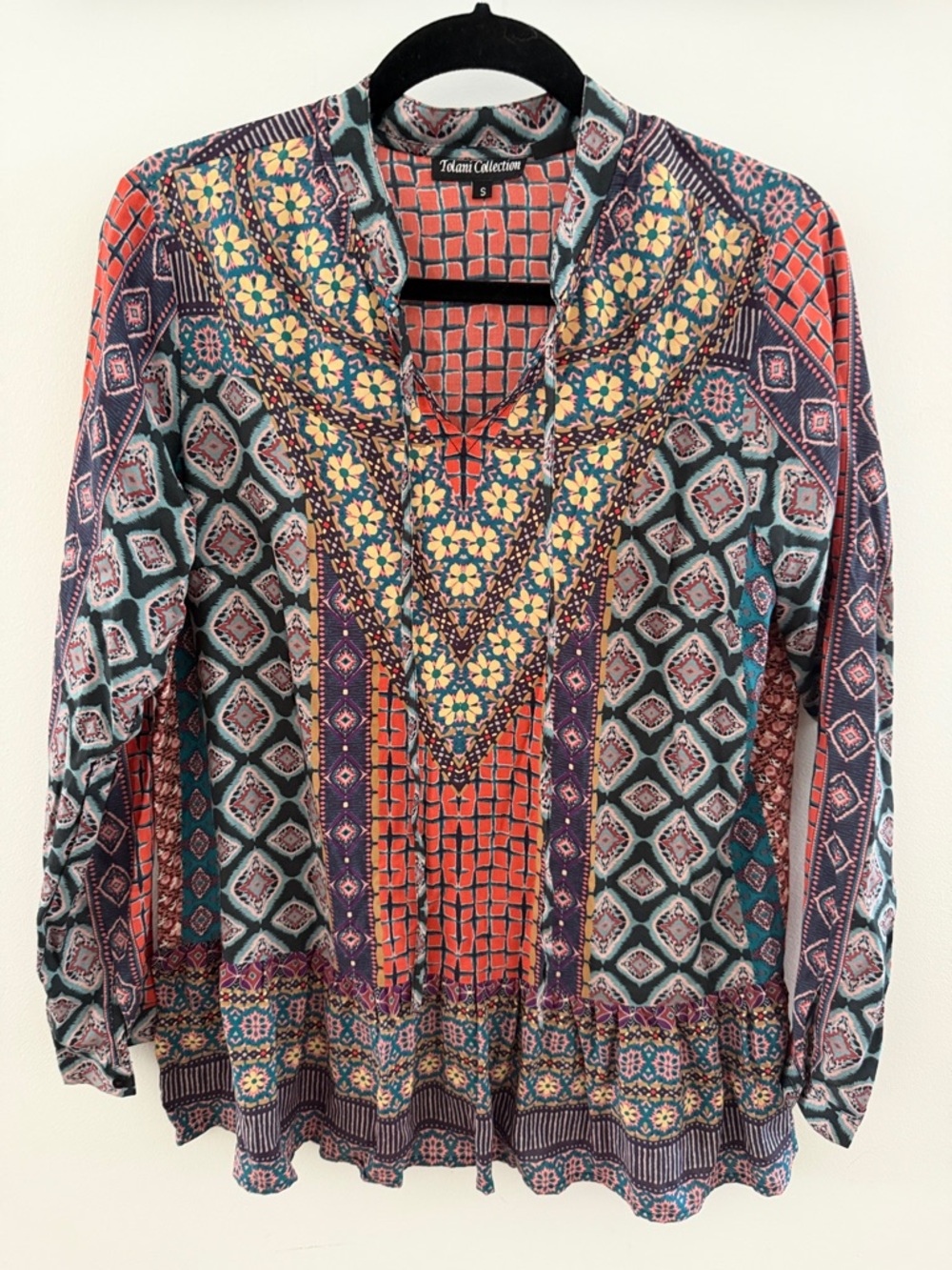 Tolani Coral, Teal & Purple Printed Boho Tunic